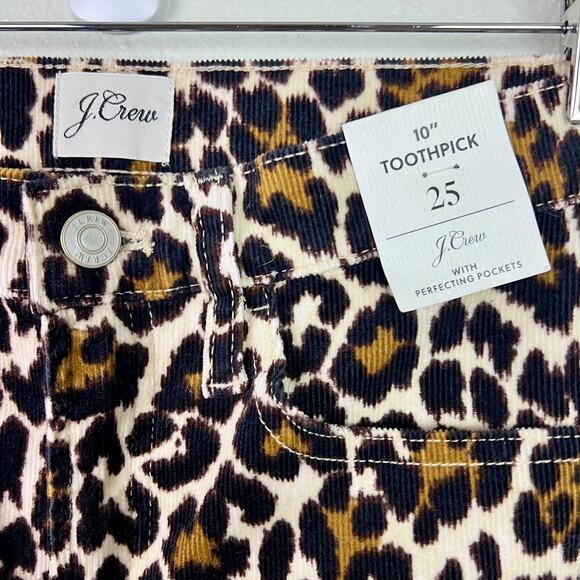 J. Crew Women's 10" Toothpick Corduroy Leopard Animal Print Jeans Size 25 NWT - Picture 2 of 9
